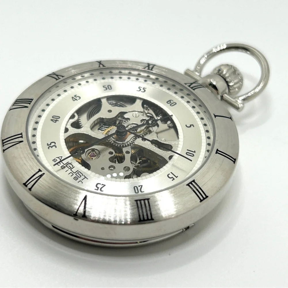 Silver Skeleton Pocket Watch – Classic Men's Accessory